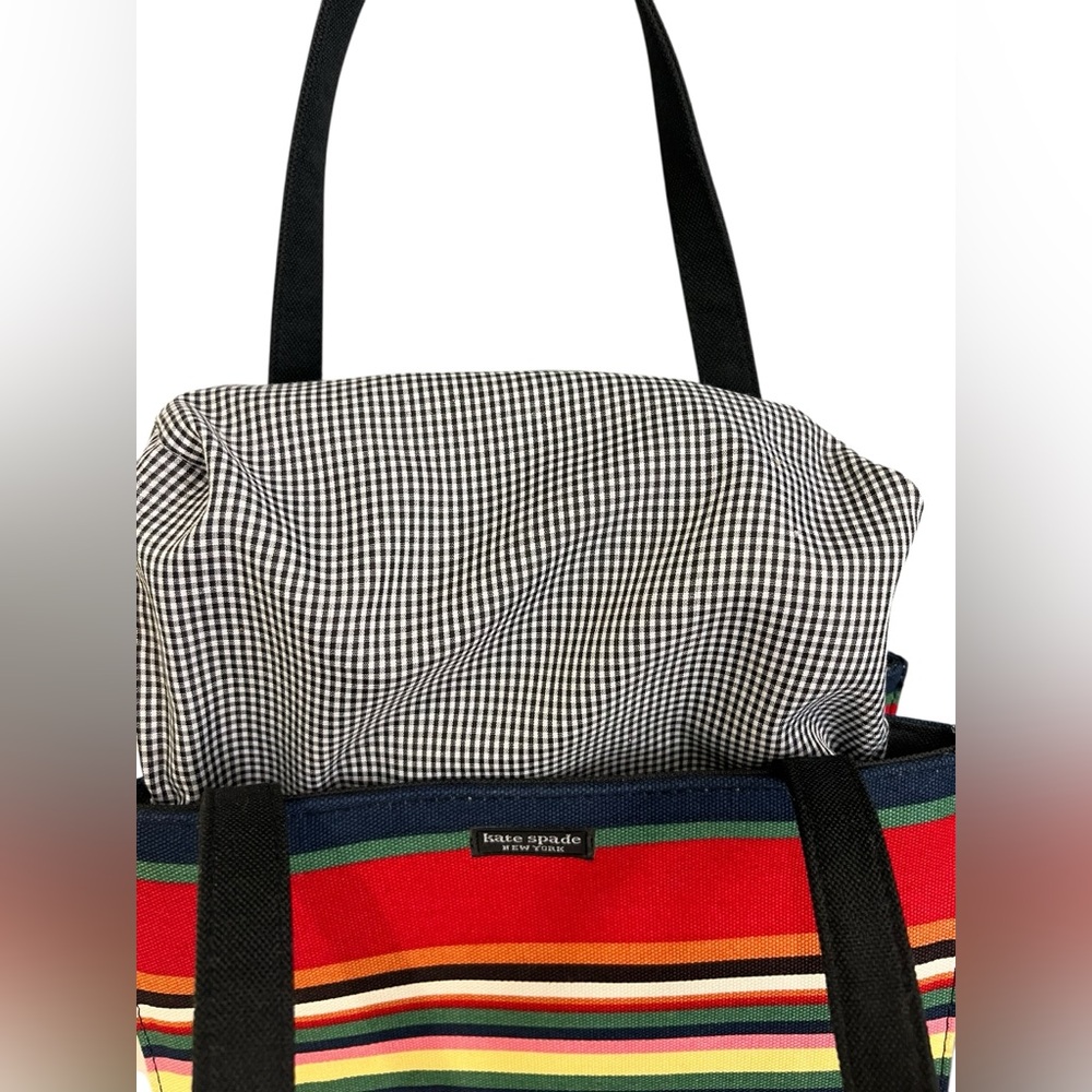 kate spade Multicolor Striped Shoulder Bag - Red, Yellow, Green, Navy, Black - Picture 6 of 9